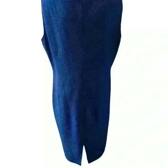 St. John bateau neckline midi length royal blue tweed dress size 16 - Picture 3 of 7